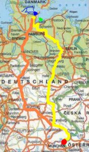 PKW-Reiseroute - gelb HIN - orange RETOUR PKW-Reiseroute - gelb HIN - orange RETOUR